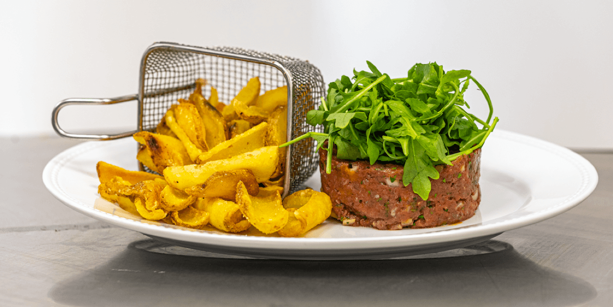 French Beef Tartar and fries 